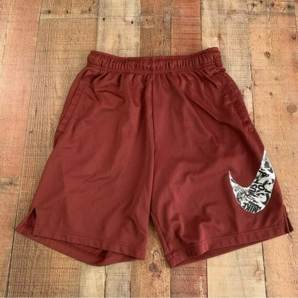 Nike Dri-FIT Mens Size Medium Red Athletic Shorts With Graphic Swoosh Logo - Picture 1 of 10